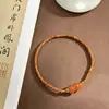 Pulsera de Nudo de Bambú con Hueso de Oliva, Pulsera de Hueso de Oliva Combinada con Ágata Roja, Pulsera del Ascenso a la Riqueza, Pulsera Artística para Pareja