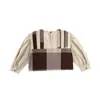 Roupas Infantis Outono 2025 Nova Camisa de Outono para Meninas Estilo Coreano Amiga da Pele e Xadrez Manga Morcego Falsa Duas Peças Camisa Larga