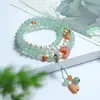 Pulseira Esmeralda Tianshan Novo Estilo Chinês Estilo Nacional Joias Jade de Seda Dourada Natural de Xinjiang Jade Jade Jade Cor Flor Flutuante Pulseira de Jade