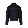 Jaqueta jeans crua curta vintage nova e moderna para homens, corte solto, estilo workwear com costuras visíveis, simples e estilosa