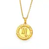 Pingente de Ícone de Signo do Zodíaco Novo Estilo Transfronteiriço Aço Titânio Banhado a Ouro 18K Corrente de Clavícula Colar de Casal Atacado