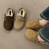Zapatos Birkenstock de Estilo Coreano Simples de Suela Gruesa para Mujer, Zapatos Antideslizantes de Otoño e Invierno, Zapatos de Algodón Perezosos, Zapatos para Mujer con Puntera y Felpa