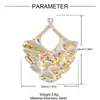 Ojo de Diablo Corazón Flor de Cinco Pétalos Dos Tonos Incrustados de Diamantes Colgante DIY de Acero Inoxidable Aretes de Búho para Mujer Joyería de Acero de Titanio