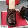 Zapatos Individuales Casuales de Color Sólido Retro Nuevos para Primavera y Otoño con Cordones Delanteros, Mocasines de Moda y Versátiles para Mujer