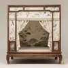 Cama com Estrutura Estilo Medieval, Estética Estilo Song, Cama Luohan Estilo Chinês, Cama de Quatro Postes em Madeira Maciça, Cama Grande para Sala de Estar de Villa, Móveis Inspirados em Zen