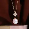Acessórios DIY Prata Esterlina S925 Pingente de Pérola Acessórios Simples Versátil Pingente de Colar de Pérola em Branco Semi-acabado 7-12mm
