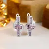 Brincos de Diamante Branco com Borda de Diamante Roxo Oval Novos Transfronteiriços Moda Europeia e Americana Luxo Leve Design de Nicho Joias de Alta Qualidade para Mulheres