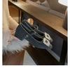 Versión de piel de vaca ~ uva madre con nueva hebilla de diamante cabeza cuadrada pequeña con tacón grueso cálido zapatos Mary Jane de tacón alto para mujer