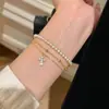 Pulseira de Contas Cruzadas Estilo Coreano Ins para Mulheres, Joia Empilhável de Camada Dupla de Nicho, Acessório Versátil de Moda Elegante de Luxo Leve