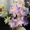 Flores Artificiales con 4 Lirios de Doble Pétalo, Flores Falsas para Celebraciones de Bodas, Accesorios para Montaje de Escenarios, Decoraciones Florales, Marcadores de Pasillo, Flores para Exteriores