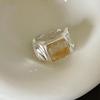 Anillo Cuadrado de Zirconia para Mujer, Anillo Abierto de Bolsa de Cuerno Torcido de Moda Vintage, Anillo Elegante de Plata S925 para Dedo Índice