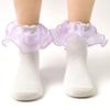 Calcetines de encaje de malla fina de primavera y verano para estudiantes de primaria, calcetines de encaje de color sólido para niñas, calcetines cortos sin hueso de princesa pequeña