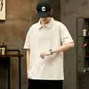 Camisa polo de verano extragrande con solapas, camiseta de algodón pesado de manga corta estilo Hong Kong de moda, top casual de moda unisex
