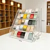 Soporte de exhibición de escritorio acrílico multifuncional, organizador de cosméticos transparente de niveles, estante de almacenamiento de cuentas de gran capacidad