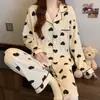 Pijama para Primavera e Outono, Conjunto de Roupa de Casa Listrado de Manga Longa para Meninas, Pode Ser Usado Fora de Casa, Atacado Transfronteiriço, Estilo Doce e Fofo