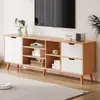 Mueble de TV Moderno Minimalista Estilo Nórdico para Dormitorio y Sala de Estar, Adecuado para Apartamentos Pequeños, con Patas de Madera Maciza, Mesa de Centro y Juego de Mueble de TV