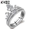 Suministro transfronterizo de joyas de estilo europeo y americano, serie Crown, anillo de diamantes de moda para mujer, anillo de personalidad de alto carbono, al por mayor