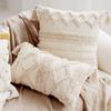 Funda de almohada decorativa de estilo étnico, color blanco cremoso, estilo bohemio marroquí, para sala de estar, sofá, ventanal, almohada de cintura