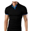 Venta al por mayor de fábrica comercio exterior para hombre cuello mao manga corta casual algodón polo moda multicolor corte ajustado camisa publicitaria
