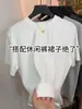 Camiseta de Manga Corta, Cuello Redondo, Color Sólido, Ajuste Delgado de Gama Alta, Rejuvenecedora, Versátil, Elegante y con Estilo, de Moda para Mujer