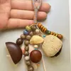 Cáscara de Bellota Grande Indonesia Hecho a Mano Carrillón Colgante para Bolsa Serie Marrón Maillard Estilo Curativo Llavero de Gama Alta