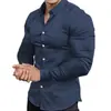 Camisa Nueva de Manga Larga para Hombre Otoño Primavera Cross Europe Estampado 3D Casual de Negocios Sin Planchar Color Sólido Camisa con Cuello