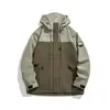 Chaqueta de color block para exteriores para pareja, chaqueta impermeable y cortavientos con capucha, ropa de montañismo