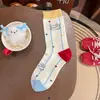 Calcetines Nuevos de Animales de Dibujos Animados hasta la Pantorrilla Cinnamoroll Lindos Femeninos Dulces Estudiante Versátiles de Cuadros de Dibujos Animados Calcetines Caídos