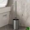 (Rima del Hogar) Cepillo para Inodoro de Acero Inoxidable Herramienta de Limpieza Sin Rincones Muertos Cepillo Montado en Pared Hogareño Baño Sin Taladro