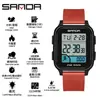 Sanda Reloj Electrónico de Moda Europeo y Americano Cuadrado Clásico Multifuncional Despertador para Estudiantes Reloj Electrónico Deportivo Pulsera con Contador de Pasos