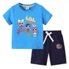 Camiseta infantil de verano 2023, nueva ropa infantil de comercio exterior, pantalones de manga corta de algodón coreano para niños, traje de dos piezas