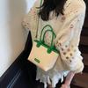 Bolso de Cubo Tejido de Mano a la Moda para Mujer Primavera y Verano 2025 Estilo Coreano Bolso de Hombro Sencillo Bolso Cruzado de Nicho para Viajes
