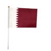 Bandera de Qatar, bandera para ondear a mano, asta de plástico, poliéster, impresión a doble cara, venta directa de fábrica, se puede mostrar