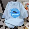 Camiseta de Manga Corta para Mujer con Diseño Moderno Estilo Chino, Estampado Divertido de Gato y Letras, Nueva Camiseta Casual Holgada de Verano 2026