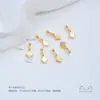 Estrela, lua, trevo de quatro folhas, peixinho, contas espaçadoras, pingente redondo com garra, banhado a ouro 14K em cobre, acessórios de joias DIY feitos à mão