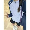 Camiseta Manga Raglan Patchwork Roxo Verão Fina Secagem Rápida Meio Zíper Gola Alta Esportiva Manga Longa Masculina Outdoor Em Estoque