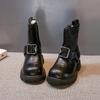 Sapatos de Menina Estilo Coreano, Botas de Cano Médio para Crianças, Novas Botas de Outono e Inverno, Botas de Couro Cano Médio Maillard Modernas para Menininhas