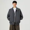 Chaqueta impermeable y cortavientos para hombre con cuello alto, bolsillos con cremallera, abrigo de corte holgado estilo americano, chaqueta con cremallera elegante y genial