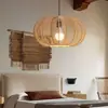 Lámpara de araña para hotel de estilo wabi-sabi, ratán tejido a mano y cuerda de cáñamo, nuevo estilo Zen chino, para comedor, sala de estar, dormitorio, sala de té