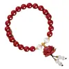 Pulsera Loto Cinabrio 108 Pulsera del Año de Vida para Mujer Arena Dorada Púrpura Cuentas de Transferencia de Regalo Pulsera Valiente