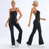 Mono de Yoga Deportivo Transfronterizo Europeo y Americano de Amazon para Mujer con Hermoso Diseño en la Espalda, Bloques de Color, Alta Elasticidad, Secado Rápido, de una Sola Pieza con Pantalones Largos Acampanados