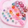Anel Infantil Princesa Menina Fofa Diamante Sintético Elsa Desenho Animado Pedra Preciosa Menina Bebê Presente de Jardim de Infância