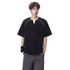 Camiseta Masculina de Seda de Gelo Secagem Rápida Manga Curta 2026 Novo Verão Textura Americana Solta Decote V Top Branco Respirável