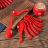Cuchara de cerámica roja para bodas, cuchara de sopa creativa para el hogar, cuchara de sopa, cuchara de alto valor de color, cuchara de gachas, cuchara de postre
