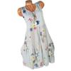 Wish AliExpress 2022 Europeo y Americano nuevo estampado de flores cuello redondo sin mangas vestido amplio grande ropa de mujer de talla grande