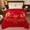Manta Raschel Doble Engrosada Manta de Invierno Manta Roja de Boda Manta para Siesta Manta Cálida Regalo Venta al por Mayor