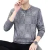 Camiseta de hombre de moda transfronteriza, nueva sudadera casual jacquard de cuello redondo para primavera y otoño, camiseta básica de manga larga de talla grande a la moda para hombre