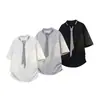 Camiseta de Verano para Hombre con Cuello de Corbata Redondo y Manga Corta Estilo Moderno para Hombre ?