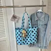 Bolsa Tote Feminina Estilo Coreano Retrô de Bolinhas Grande Capacidade Versátil de Ombro e Mão para Escola Trabalho Compras