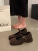 Sapatos Mary Jane estilo francês femininos 2025 primavera novo estilo britânico salto grosso estilo final de noite elegante sapatos de couro de salto alto para mulheres